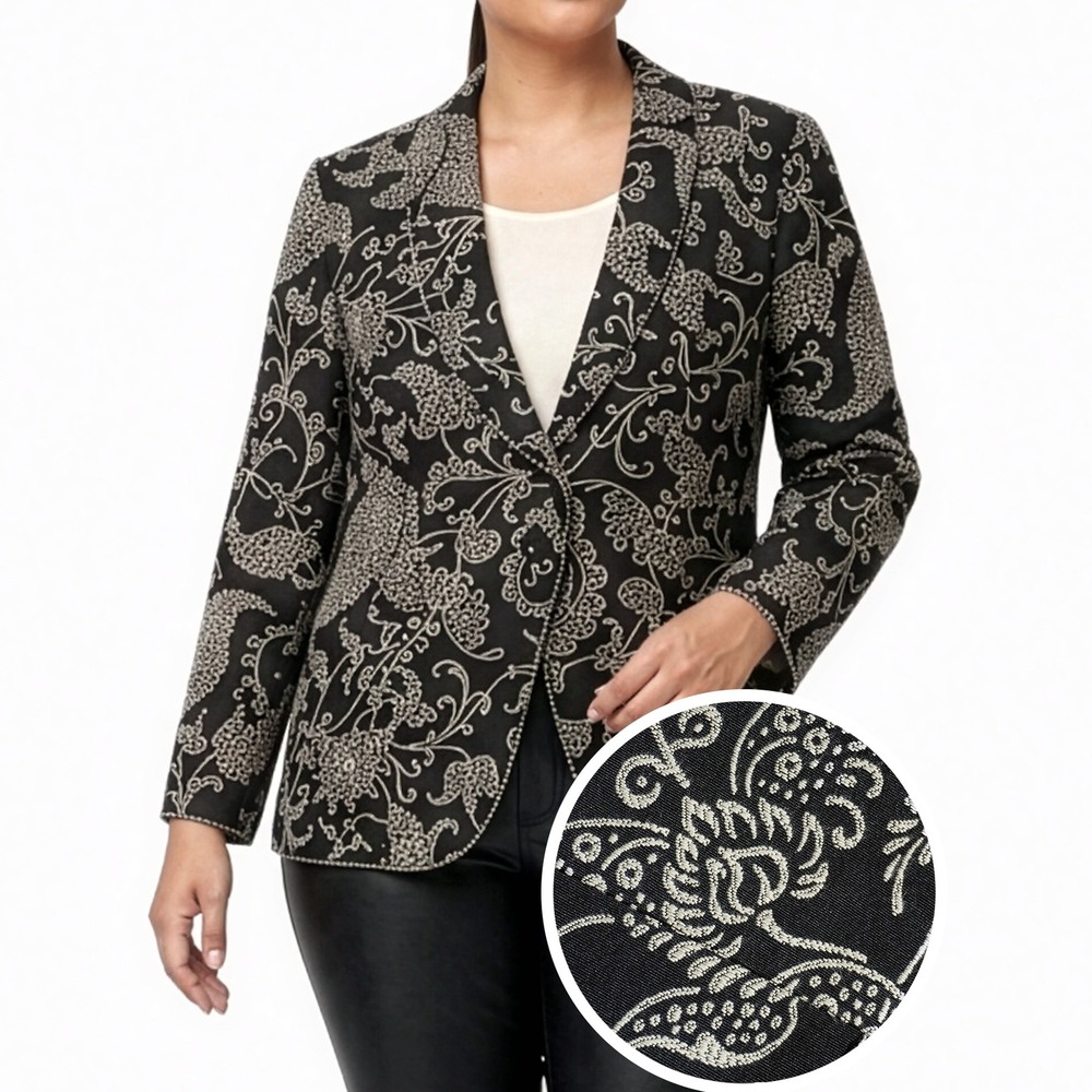 Cabi Brocade Tapestry Blazer 12 L Eliza Paisley Floral Jacket Made in USA